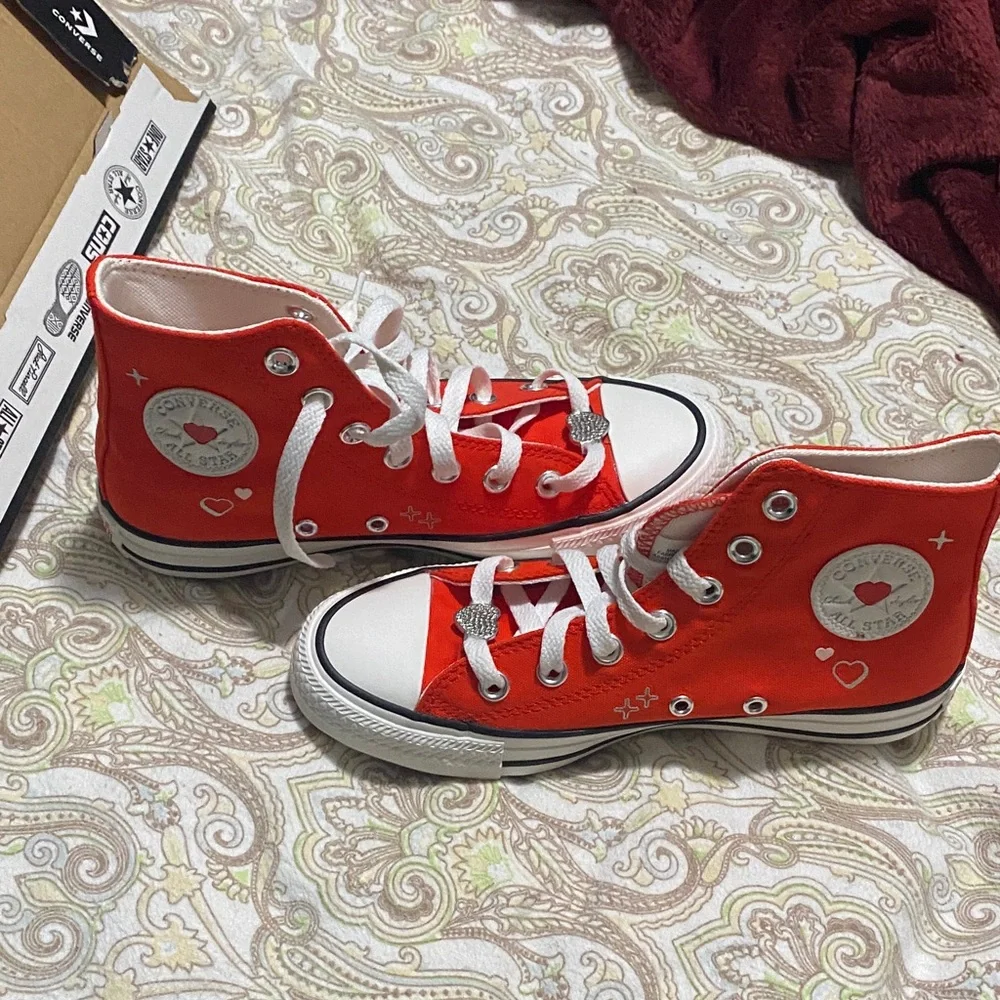 Converse Kids Red High-Top Sneakers with Heart Accents - Picture 5 of 5